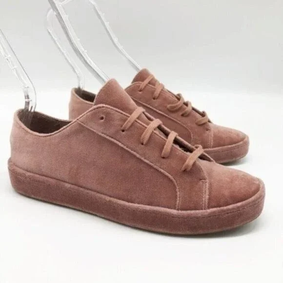 JOIE Daryl Velvet Light Mauve Low Top Sneakers - Picture 1 of 8